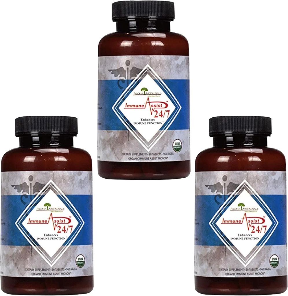 Aloha Medicinals – Immune Assist 24/7, Organic Mushroom Supplement, Immune Support Supplement, 90 Tablets Each, Pack of 3