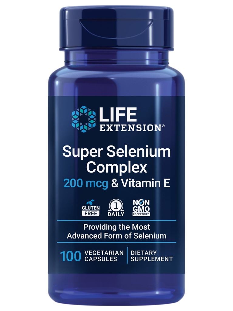Life Extension Super Selenium Complex, 200 mcg – 3 Forms of Selenium, Vitamin E – Cellular Health & Longevity Support – Gluten-Free, Non-GMO, Vegetarian, 1 Daily – 100 Capsules