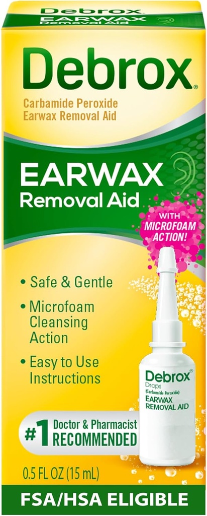 Debrox Ear Wax Removal Drops, Gentle Microfoam Ear Wax Remover, 0.5 Fl Oz