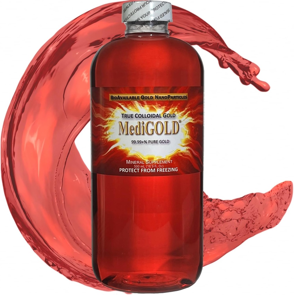 MediGOLD® True Colloidal Gold AuNP Nutritional Supplement - 500 mL in Clear Plastic Bottle