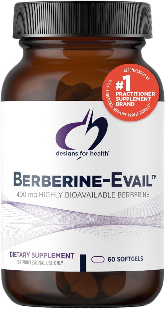 Designs for Health Berberine Evail - Enhanced Absorption Berberine Supplement for Metabolism & Healthy Lifestyle Support - Non-GMO (60 Servings)