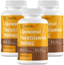 Liposomal Tocotrienols 1000mg - High Bioavailability Vitamin E Tocotrienols Supplements,95% Delta & 5% Gamma Tocotrienol Capsules Support Skin,Bone,Antioxidant,180 Softgels