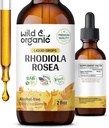 Wild & Organic Rhodiola Rosea Tincture - Mood Support - Relaxing Rhodiola Supplement - Root Extract Liquid Drops - Vegan, Sugar & Alcohol-Free - 2 fl oz