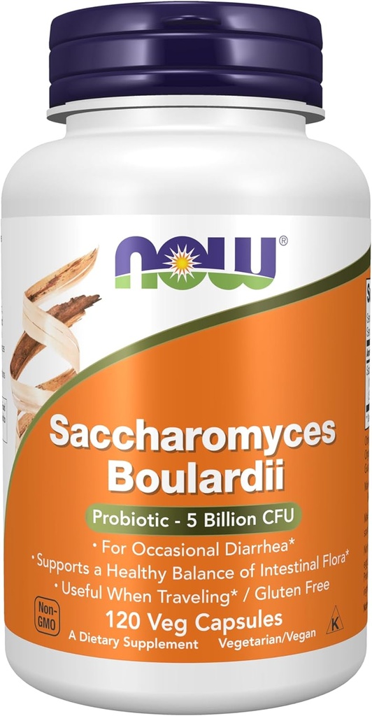 NOW Foods Supplements, Saccharomyces Boulardii, 5 Billion CFU Probiotic, 120 Veg Capsules