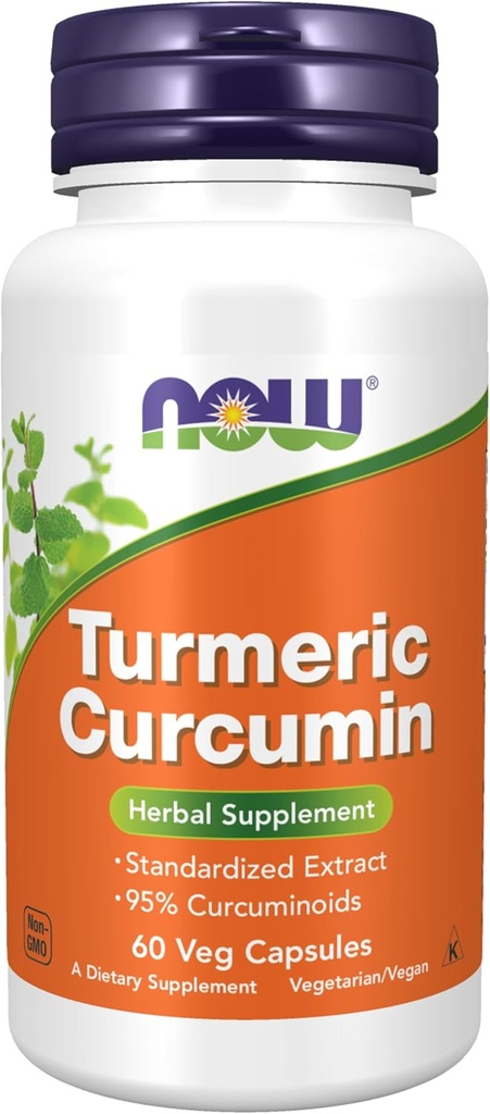 NOW Foods Supplements, Turmeric Curcumin, Derived from Turmeric Root Extract, 95% Curcuminoids, Herbal Supplement, 60 Veg Capsules