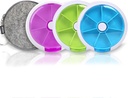 Pill Cases Weekly INVODA Pill Organizer 7 Day 3 Times Medicine Pill Dispenser Push Button Rotate Pill Planner with 7 Compartments (4PCS+Bag)