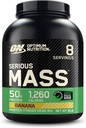 Optimum Nutrition Serious Mass, Weight Gainer Protein Powder, Mass Gainer, Vitamin C and Zinc for Immune Support, Creatine, Banana, 6 Pound (Packaging May Vary)