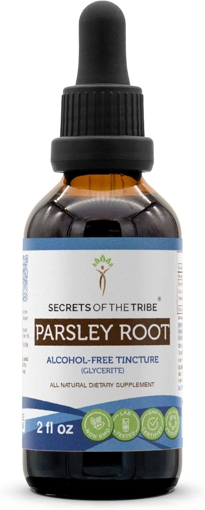 Secrets of the Tribe Parsley Root Tincture Alcohol-Free Extract, Parsley (Petroselinum crispum) Dried Root Tincture Supplement (2 FL OZ)