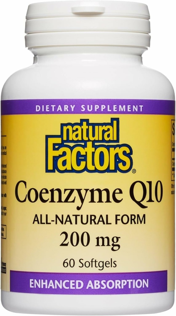 Natural Factors Coenzyme Q10 - Antioxidant Support Supplement Supports Cellular Energy Production - Better Absorption Aids Healthy Heart Function - 200 mg, 60 Softgels (60 Servings)