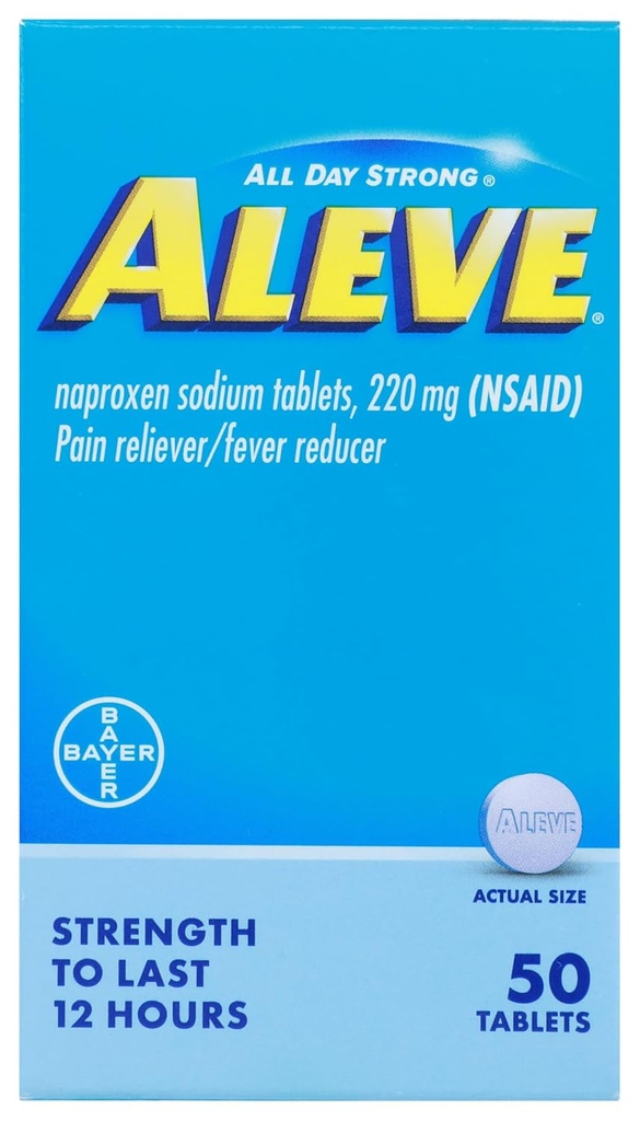 Aleve, Pain Reliever/Fever Reducer 220 mg Tablets, 50 Count