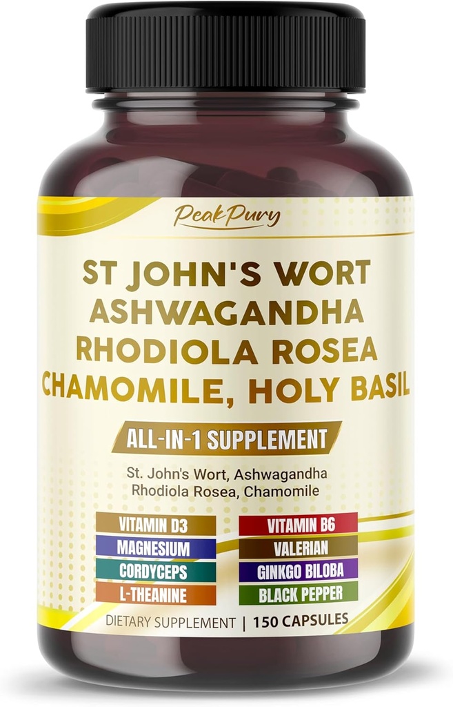 St. John's Wort Ashwagandha Rhodiola Rosea Chamomile - Made in USA