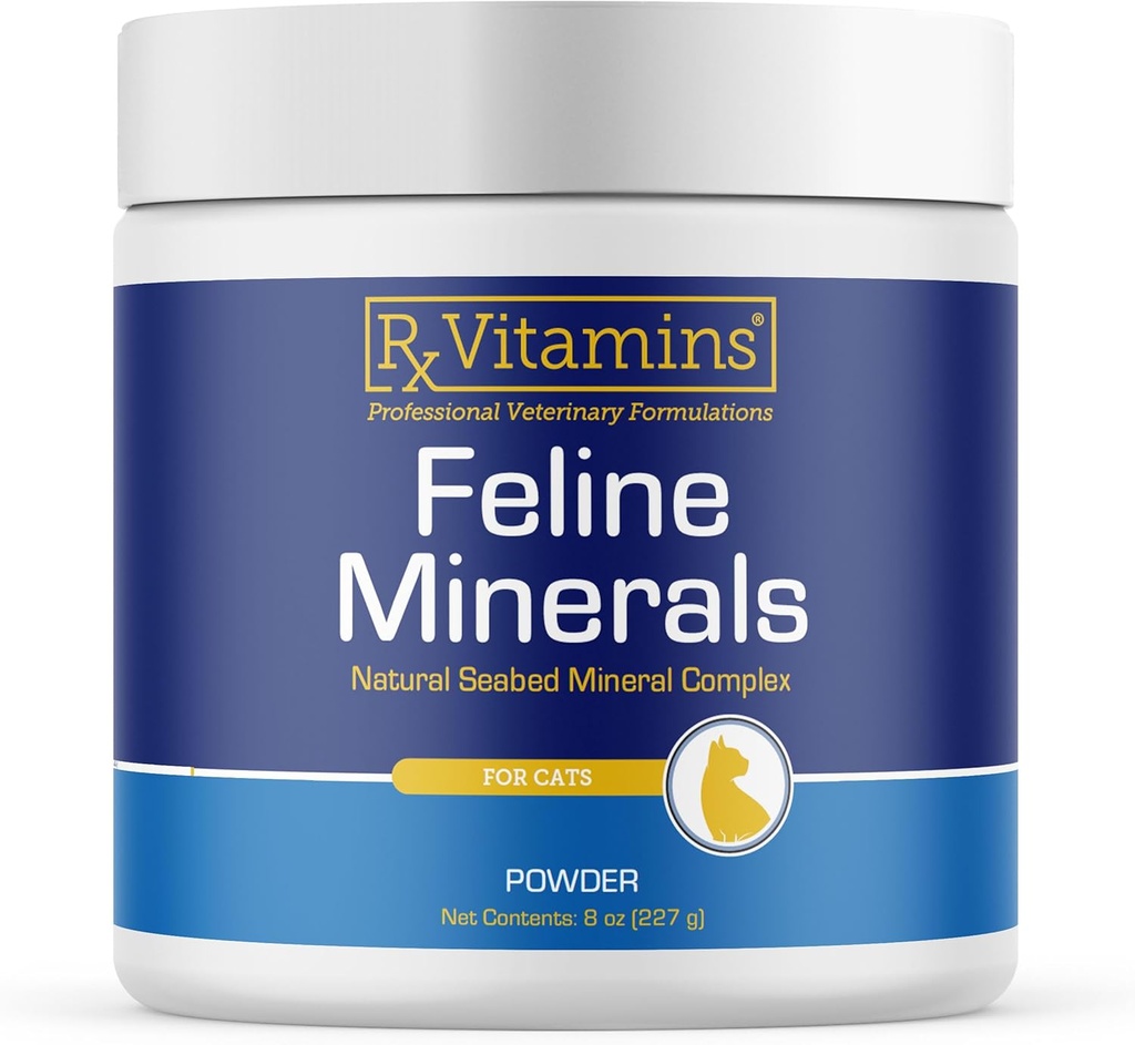 Rx Vitamins Feline Minerals - Taurine for Cat Heart Health - Calcium for Joint Supplement - Immune Support for Cats with Magnesium & Potassium - Skin and Coat Supplement - 8oz