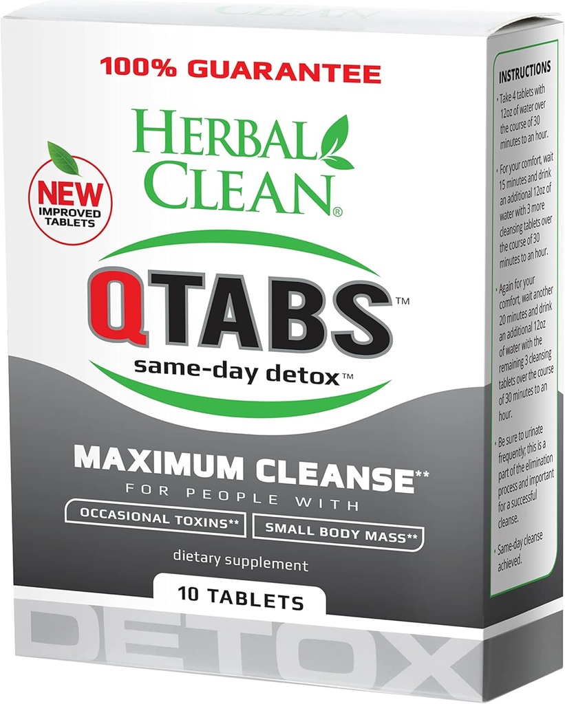 Herbal Clean - QTabs Same-Day Detox, Portable and Discreet, 10 Tablets