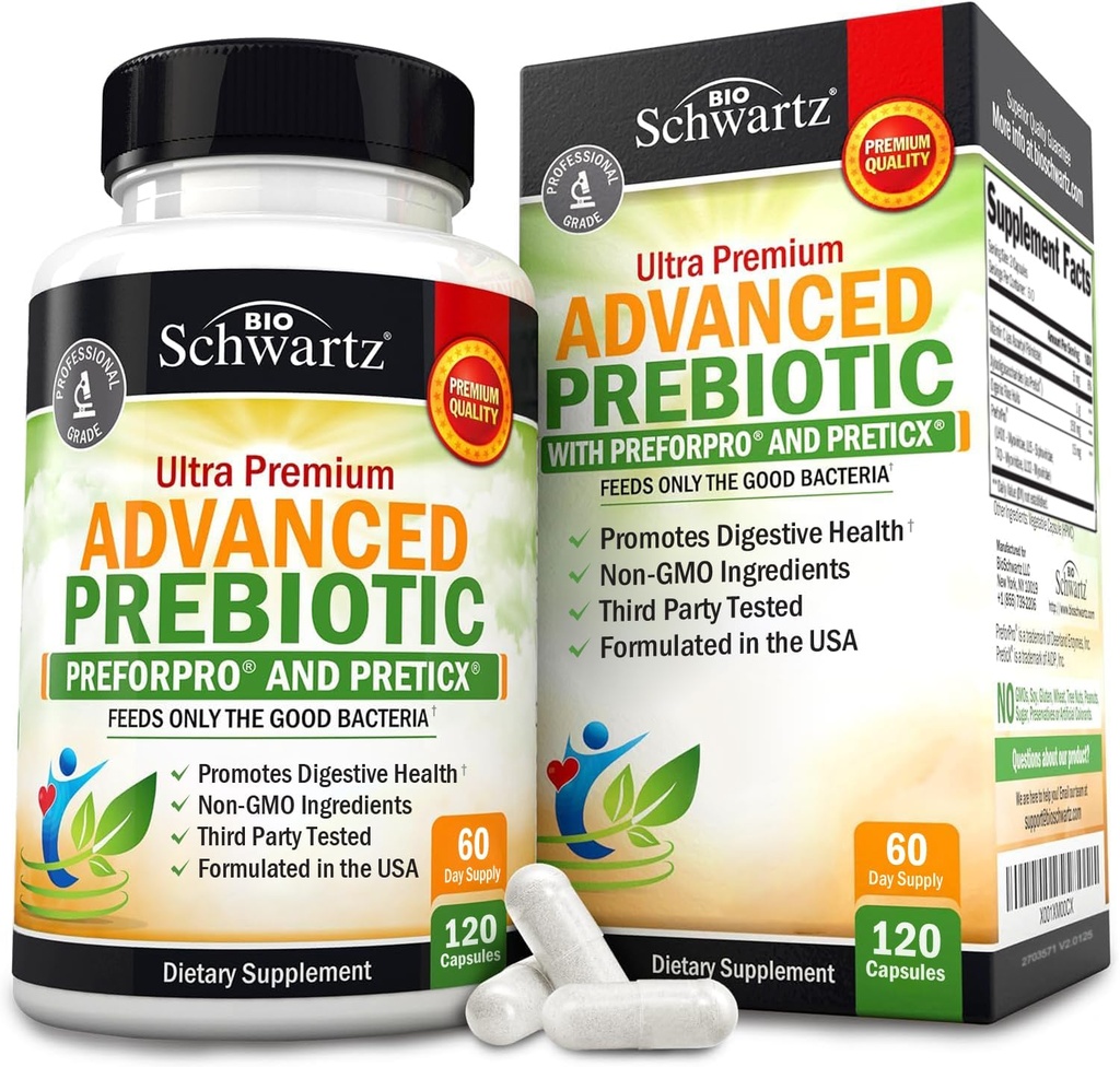 Advanced Prebiotics for Digestive Health - Fast Acting Gut Health Supplement with Clinically Validated Prebiotics for Women & Men for Healthy Gut Flora Bloating & Immune Support - 2 Month Supply
