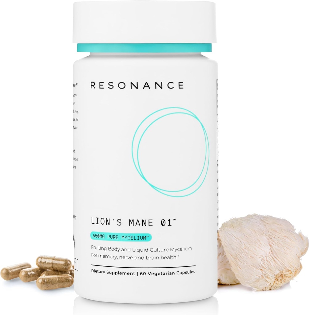 Lion’s Mane 01™ - Organic Premium Lions Mane Mushroom Extract Supplement | Fruiting Body & Pure Mycelium |Memory, Brain, Focus & Nerve Health| Vegan, Non-GMO - 60 Vegetarian Capsules