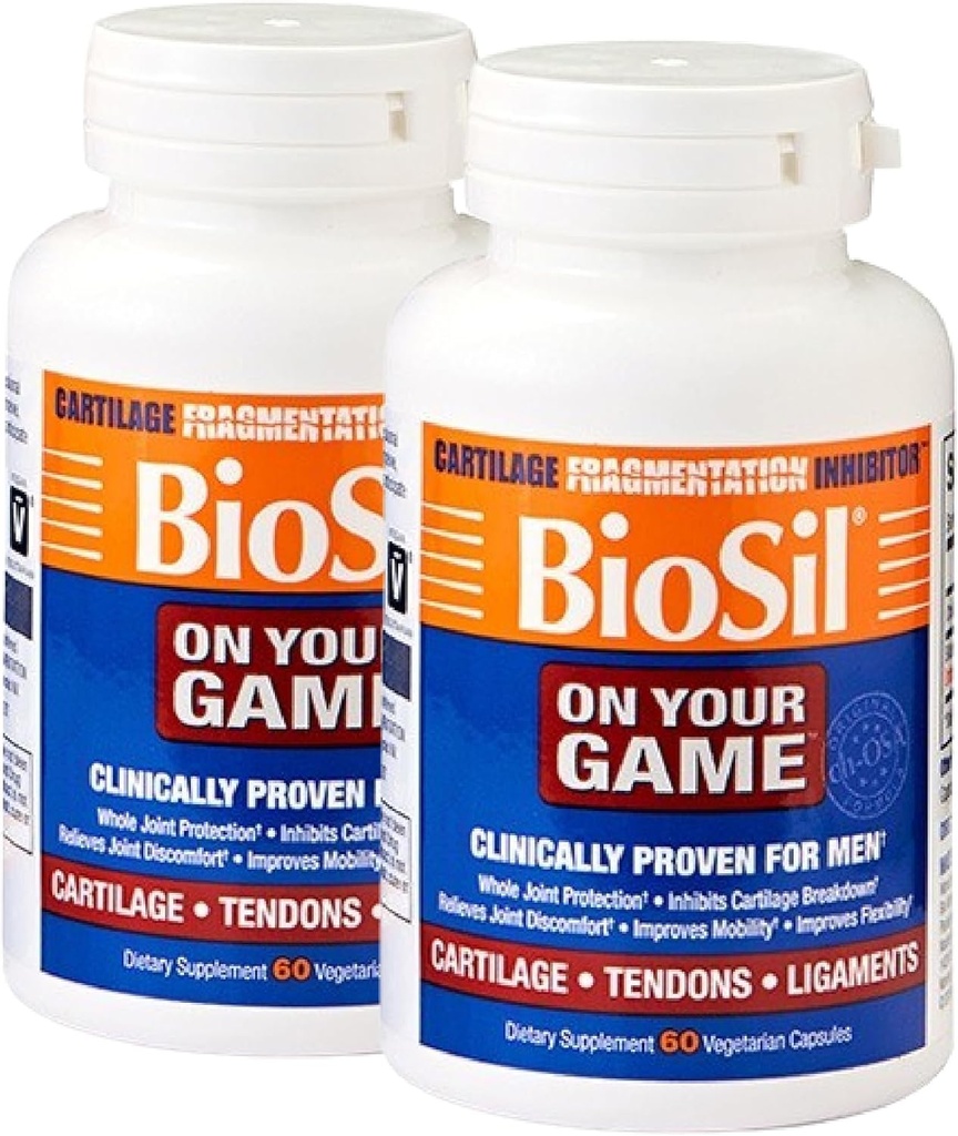 Biosil On Your Game - 60 Veggie Capsules, Pack of 2 - with Patented ch-OSA Complex - Increase Collagen Production for Joint Pain Relief, Flexibility & Range of Motion - GMO Free - 60-Day Supply