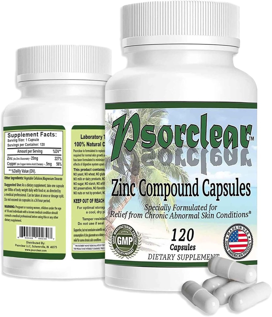 Psorclear-Psoriasis & Eczema Relief | A Proven Effective and All-Natural Product for Psoriasis Eczema & Rosacea Relief That Works - Rated One of The Best (120 Count Bottle)