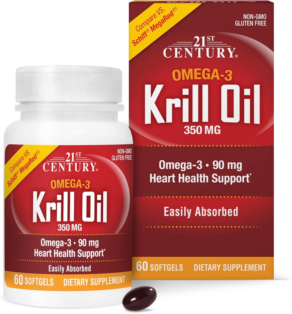 21st Century Krill Oil 300 mg Softgels, 60 Count