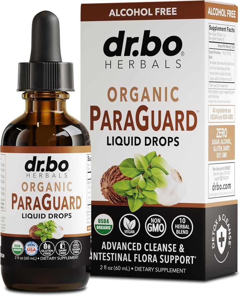 ParaGuard Cleanse Liquid Organic Detox - Organic Intestinal Guard Formula Supplement for Humans with Black Walnut Wormwood Clove & Oregano Tincture - Natural Herbal Intestine Body Gut Cleanser 2 oz
