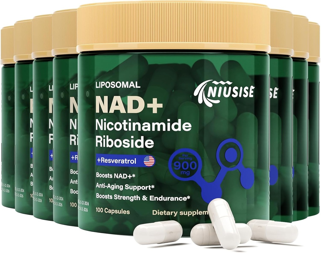 NAD Supplement, NAD Nicotinamide Riboside 900 Mg for Men and Women, Liposomal NAD+ Supplement with Nicotinamide Riboside, Resveratrol & Quercetin, Energy, Boost NAD+, 800 Capsules
