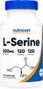 Nutricost L-Serine 500mg, 120 Capsules, 120 Servings - Vegetarian Capsules, Non-GMO, Gluten Free