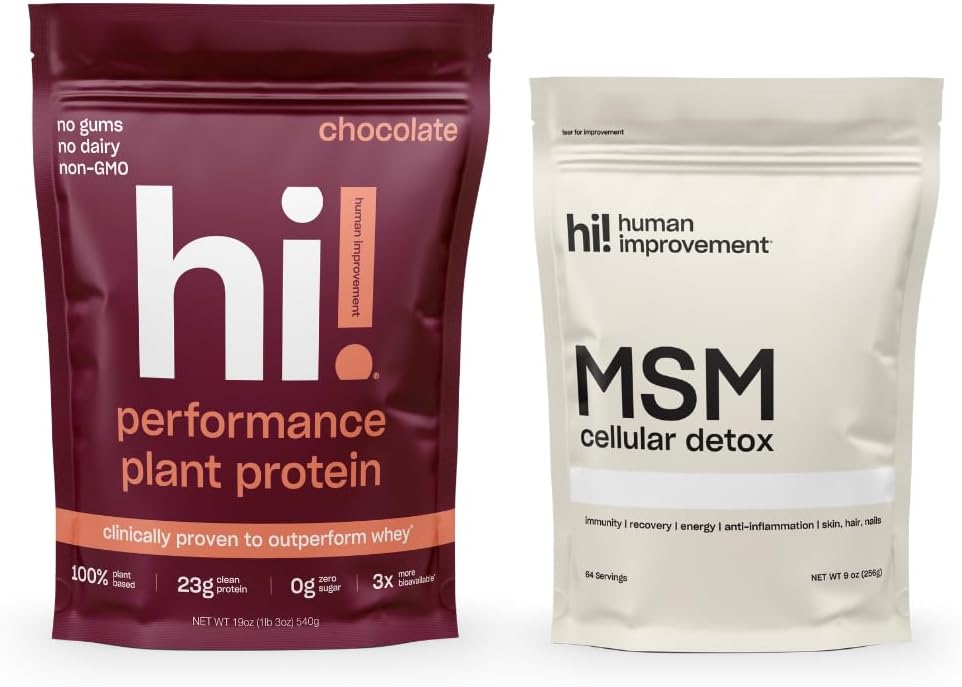 Human Improvement Chocolate Performance Protein and MSM Cellular Detox Bundle