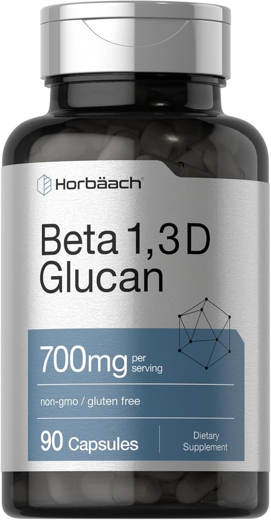 Horbäach Beta Glucan 1 3D 700 mg | 90 Capsules | Beta 1,3, 1,6 D Glucan | Non-GMO, Gluten Free Supplement