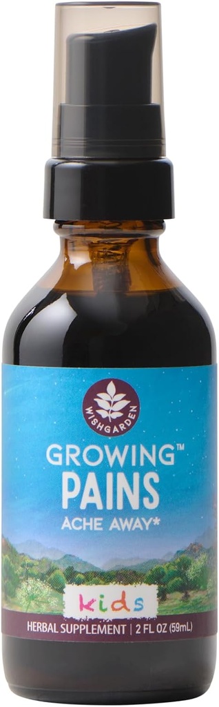 WishGarden Herbs Growing Pains Ache Away for Kids - Plant-Based Herbal Supplement with Turmeric & Willow Bark Soothes Children's Growing Pains & Scullcap & Chamomile Calms and Soothes Upset, 2oz
