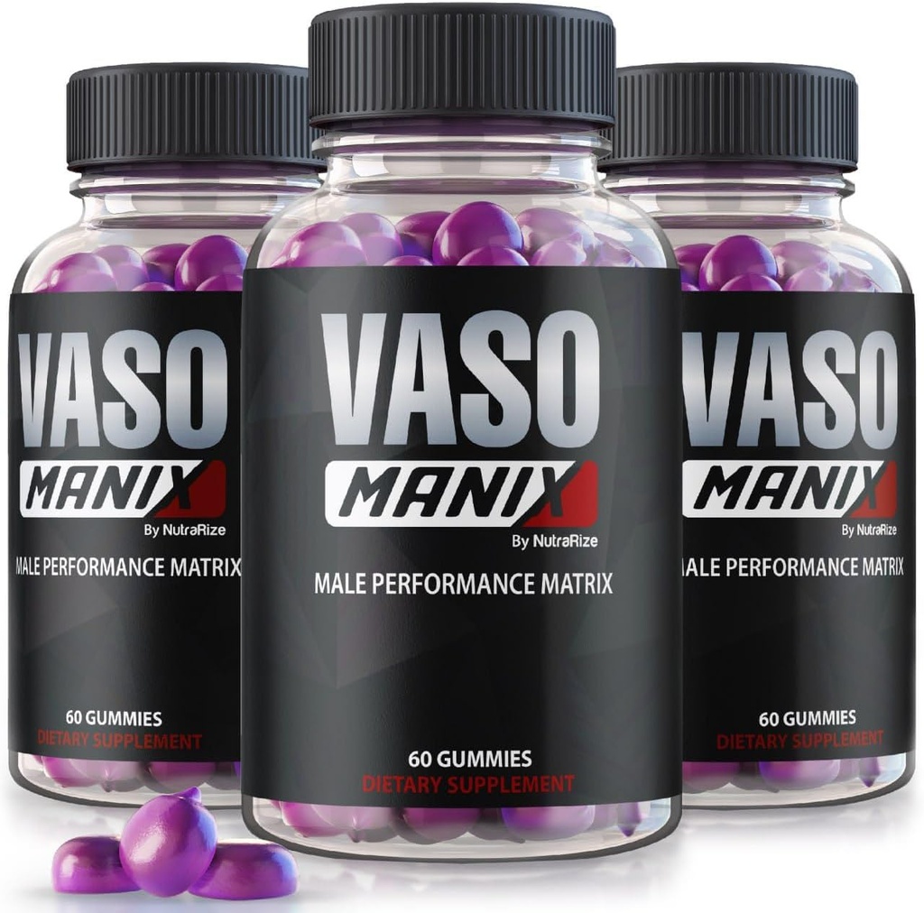 (3 Pack) VasoManix Gummies, Vaso Manix Classic Male Supplement, All Natural Formula for Men, Premium Gummy to Support Performance, Confidence and Overall Health, Official Reviews (180 Gummies)