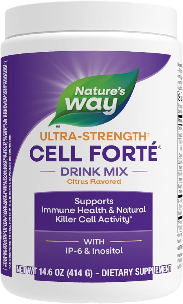 Nature's Way Ultra Strength(1) Cell Forté Drink Mix, IP-6 & Inositol Powder Supplement, Supports Immune Health & Natural Killer Cell Activity*, Citrus Flavored, Vegan, 14.6 Oz (Packaging May Vary)