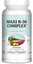 Maxi Health Stress Relief Vitamin B Complex for Women and Men, Vitamin B6, B12, Biotin, Inositol, Folate, Vegan, Gluten & Soy & Milk Free, Kosher, Unflavored, 100 Count