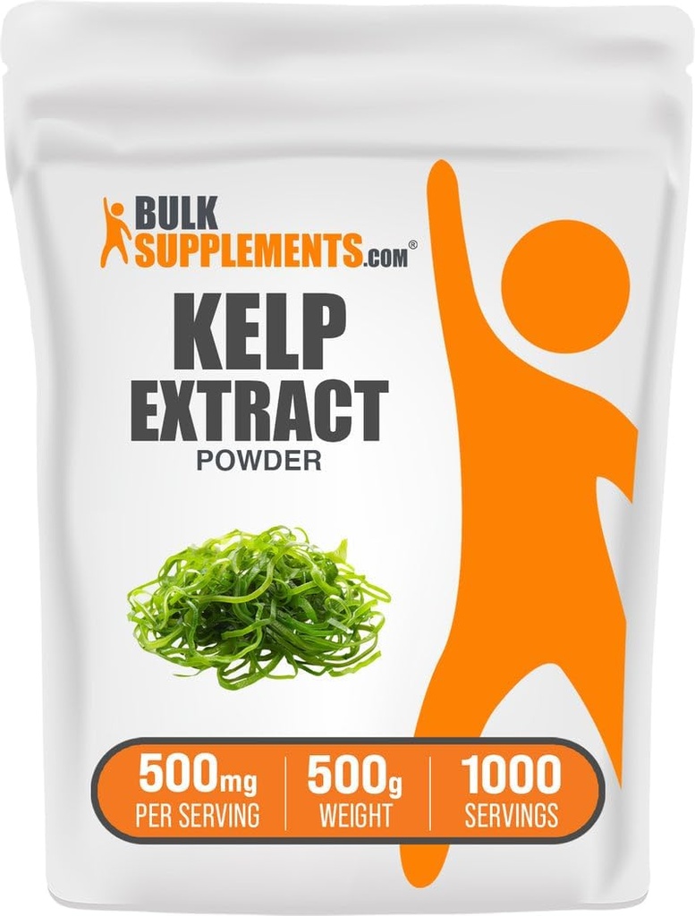 BulkSupplements.com Kelp Extract Powder - Kelp Supplement, Brown Seaweed Extract, Seaweed Powder - Gluten Free, 500mg per Serving, 500g (1.1 lbs) (Pack of 1)