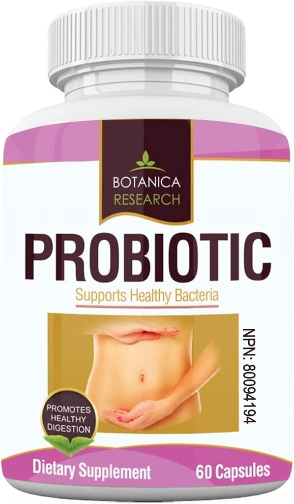 Probiotics All Natural Health Supplement for Women and Men with Lactic Acid Bacteria for Gut, Yeast Support 60 Oral Flora Capsules for Daily Use. Made in America by Botanica Research
