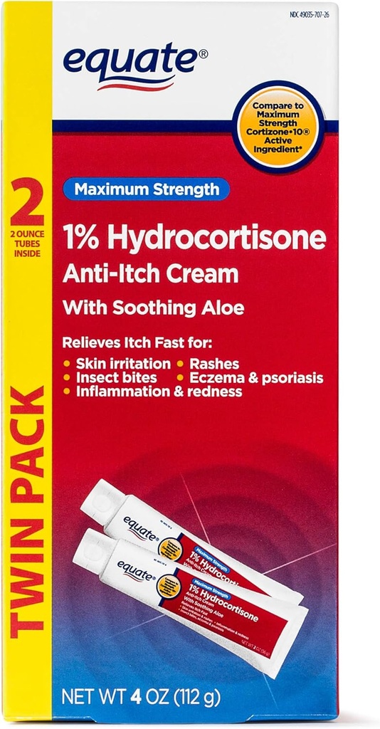 Equate TWINPACK 1% Hydrocortisone Anti-itch Cream Compare to Maximum Strength Cortisone