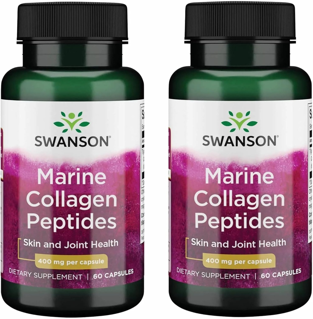 Swanson Hydrolyzed Fish Collagen Type I 400 Milligrams 60 Capsules (2 Pack)