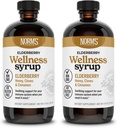 Norm's Farms Wellness Black Elderberry Syrup with Honey, Cinnamon & Cloves - Made in USA, Natural Immune Support, No Alcohol or Fillers, Gluten-Free, Non-GMO, Vegan, Pure Elderberry Syrup - 2PK 8 Oz