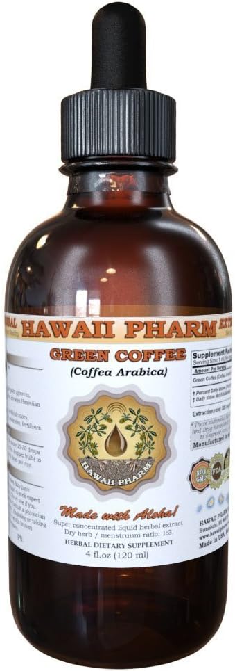 HawaiiPharm Green Coffee Liquid Extract, Green Coffee (Coffea Arabica) Bean Powder Tincture Supplement 2 oz