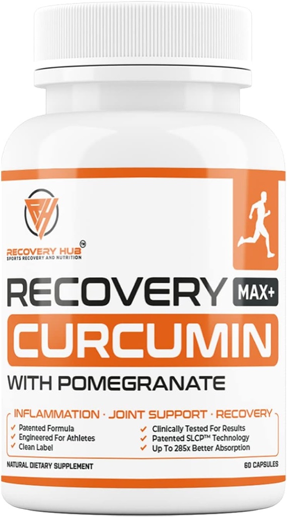 Recovery MAX+ Turmeric/Curcumin Supplement - Supports The Heart, Brain, Immune System, Joints, Liver, Colon Health – Patented Formula - Up to 285x More Absorption - Gluten Free + Vegan - 60 Capsules