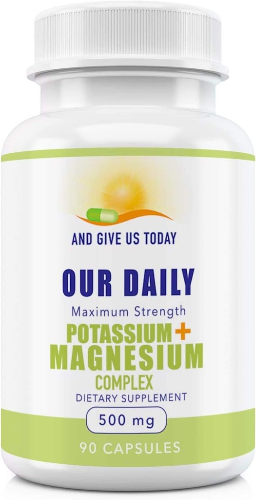 Our Daily Vites Potassium Magnesium Supplement 500mg - Powerful Magnesium Potassium Supplement with 5 Forms of Magnesium for Muscle Recovery, Leg Cramps, Gluten-Free Non-GMO - 90 Caps