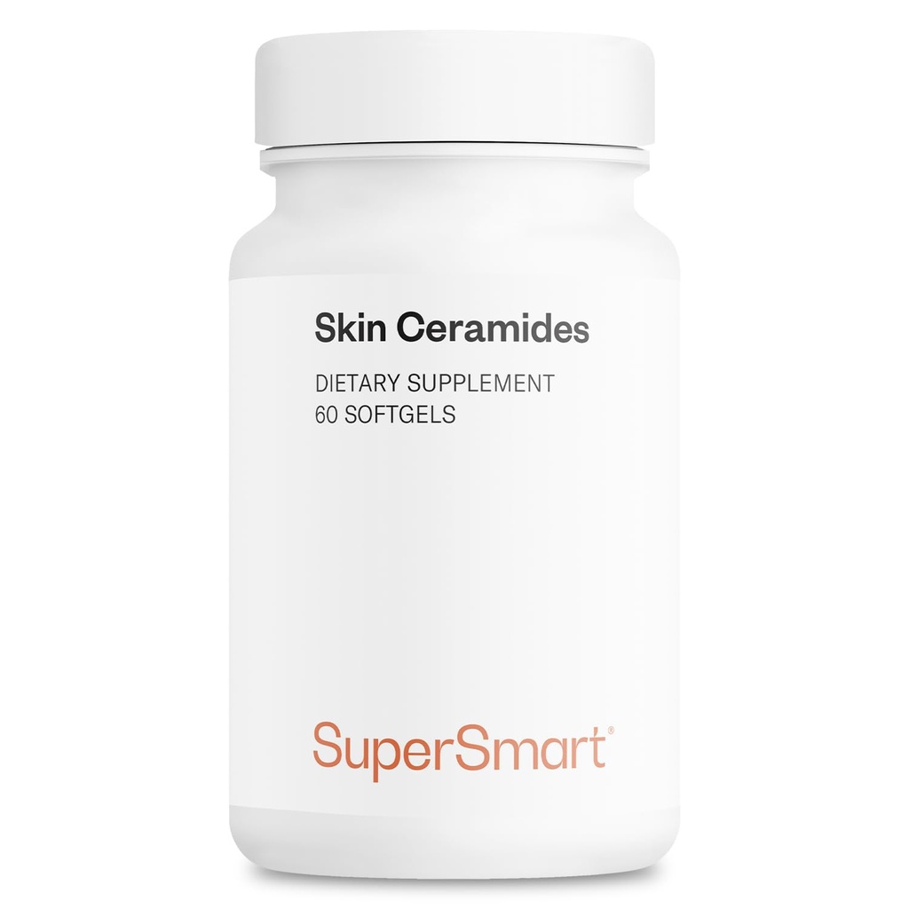 SuperSmart Skin Ceramides (Patented) - with Wheat Ceramides, Zinc - LipoWheat Phytoceramides Supplement - Skin Hydration & Protection | Non-GMO - 60 Softgels