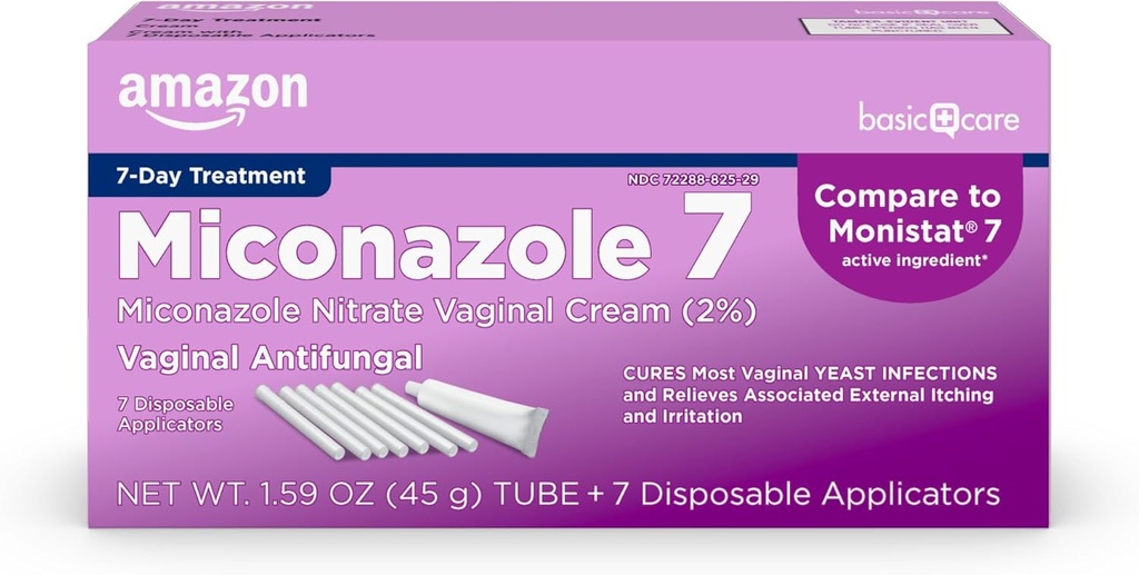   Basic Care Miconazole 7, Miconazole Nitrate Vaginal Cream 2 Percent, 7-Day Yeast Infection Treatment For Women, Feminine Care, 1.59 ounce (Pack of 1)