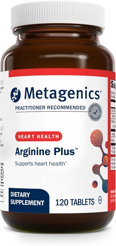 Metagenics Arginine Plus - 1.5 g L-Arginine - Supports Blood Flow & Heart Health* - 665 mcg DFE Folate (as Calcium L-5-Methyltetrahydrofolate) - Non-GMO, Vegetarian & Gluten-Free - 120 Count