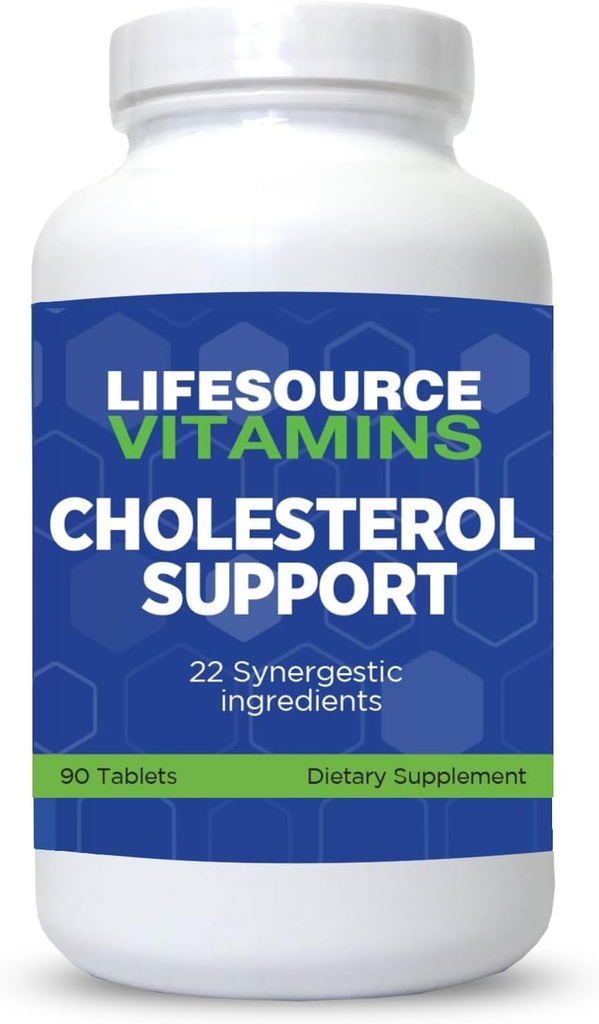 LifeSource Vitamins Cholesterol Support - 28 All Natural Synergistic Ingredients - Cholesterol & Triglyceride Lowering Support That can Improve Heart and Cardiovascular Health90 Tablets