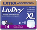 LivDry Adult XL Incontinence Underwear, Extra Absorbency Adult Diapers, Leak Protection, X-Large, 14-Pack