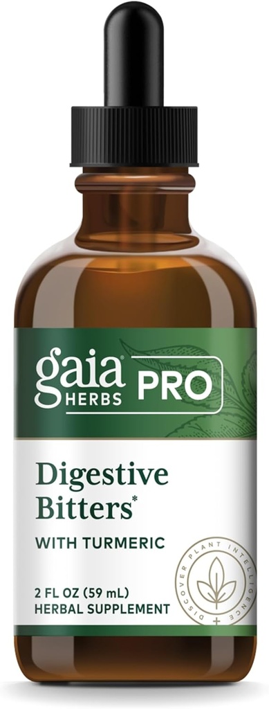 GAIA HERBS PRO Digestive Bitters with Turmeric - with Herbs Traditionally Used to Support Healthy Digestion* - Herbal Formula - Great for Travel - 2 Fl Oz (30 Servings)