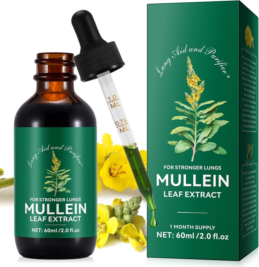 Mullein Leaf Extract,Mullein Drops for Lungs,Natural Cleanse,Mullein Leaf Liquid Extract Supplement,Vegetarian Healthy Lifestyle,2 FL OZ