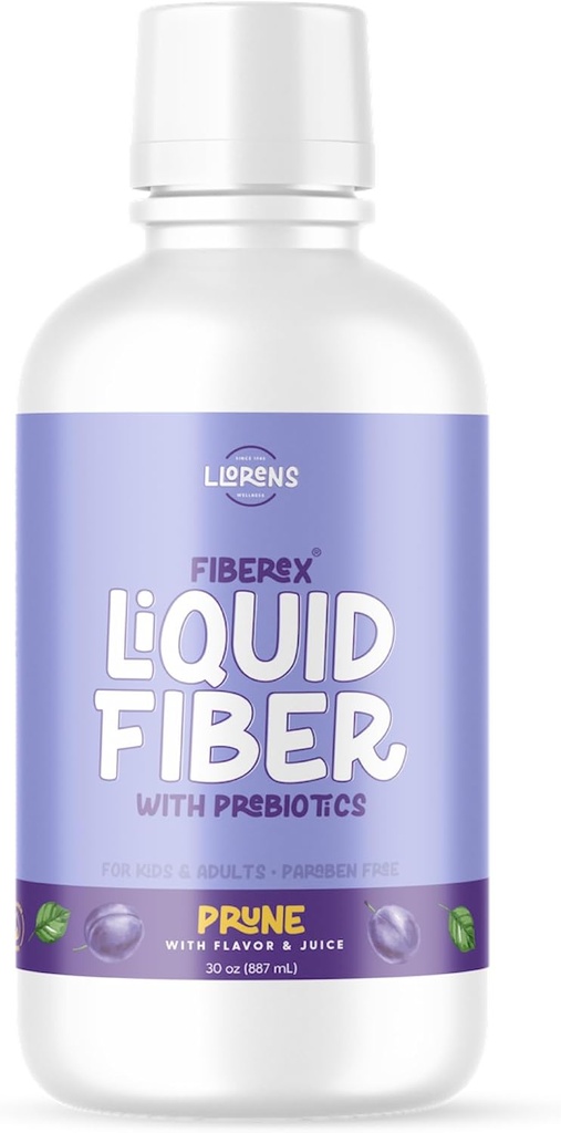 LLORENS PHARMACEUTICAL Liquid Fiber 15 Grams Soluble Fiber, No Sugar, Regularity and Soft Stools - Prune Flavor - 30 FL oz