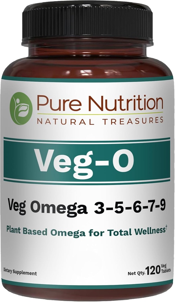 Pure Nutrition Vegan Omega 3-5-6-7-9 | 120 Softgels | 600mg per Serving of 2 Softgels | Multi Omega Supplement for Overall Health | Non GMO | Gluten Free