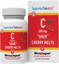 Superior Source Vitamin C 500 mg "Sour" Cherry Melts - Daily Vitamin Supplement Supports Immune Health - Vitamin C Formula Aids Cell Health - 90 Sublingual Dissolving Tablets