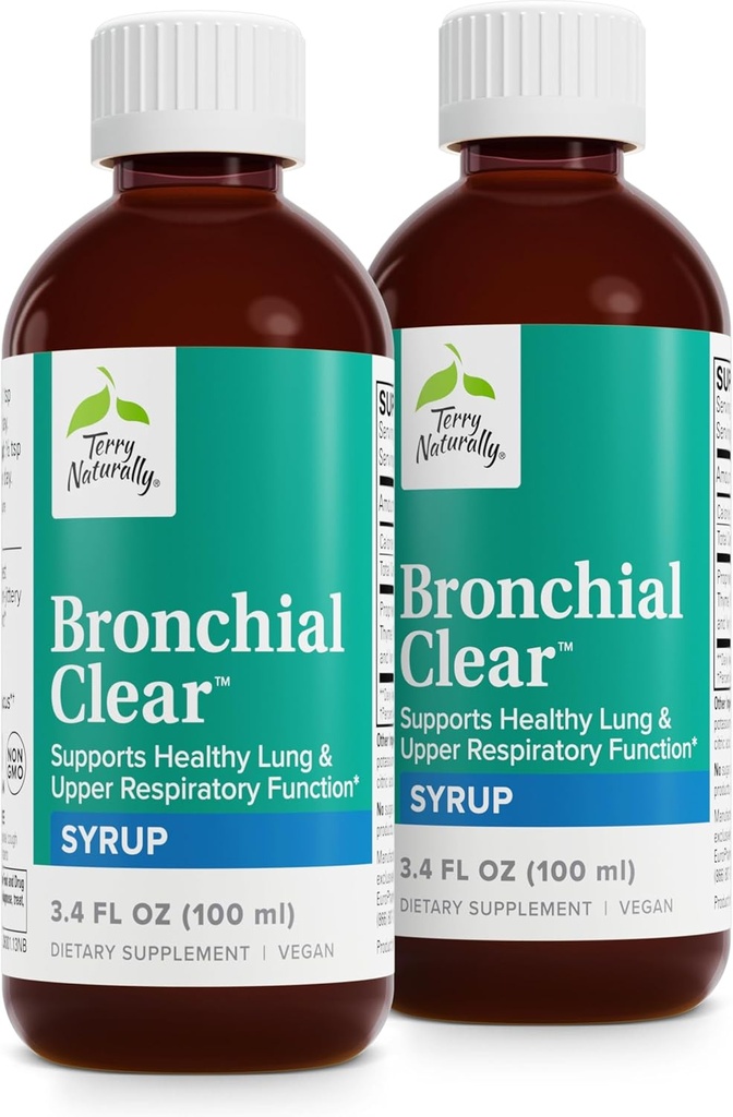 Terry Naturally Bronchial Clear Liquid - Respiratory Support for Bronchial & Lung Health - Bronchial Support for Respiratory Health - Healthy Lung Support for Adults & Children - 3.4 fl oz (Pack of 2)